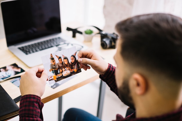 Photographer looking at picture