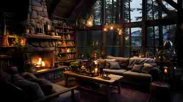 Free photo photography of atmospheric woodland imagery of a living room