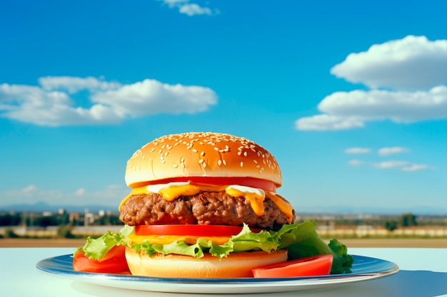 Photorealistic burger meal