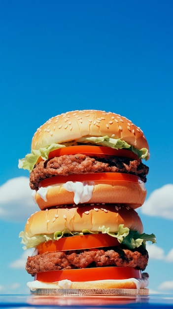 Photorealistic burger meal