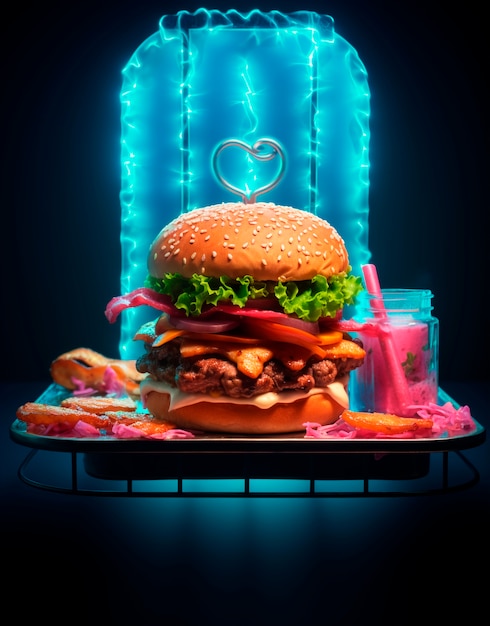 Free photo photorealistic burger meal