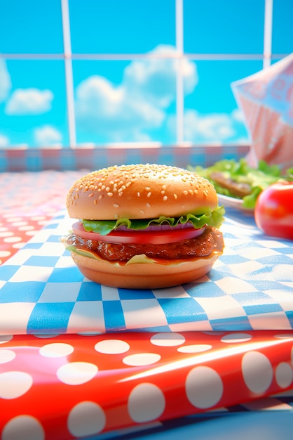 Photorealistic burger meal