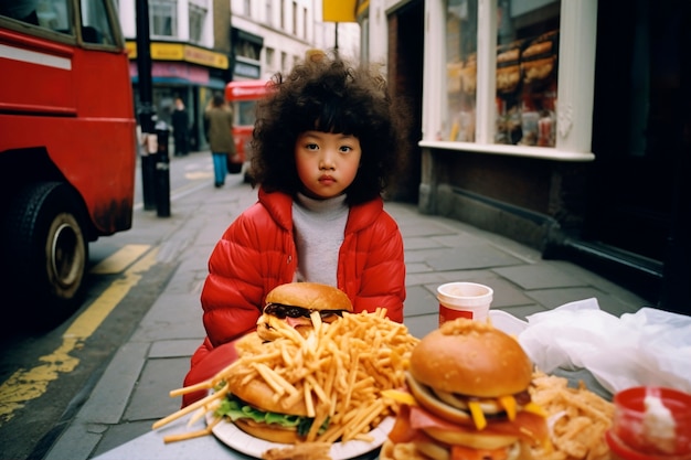 Photorealistic burger meal