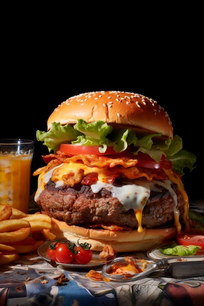 Free photo photorealistic burger meal