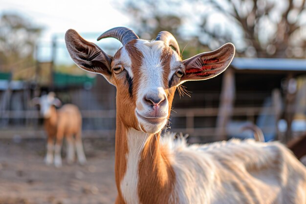 Photorealistic flock of goats in nature