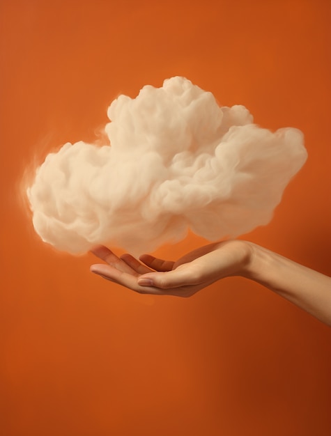 Free photo photorealistic hand touching clouds