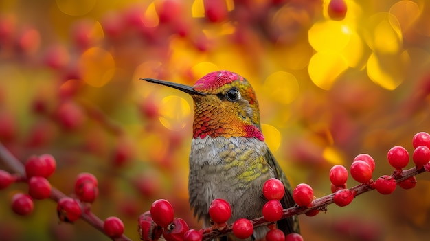 Photorealistic hummingbird outdoors in nature