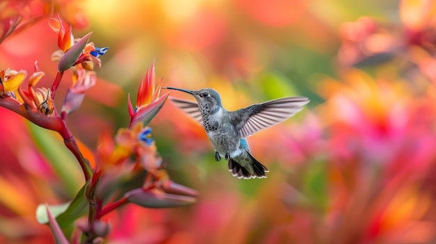 Photorealistic hummingbird outdoors in nature