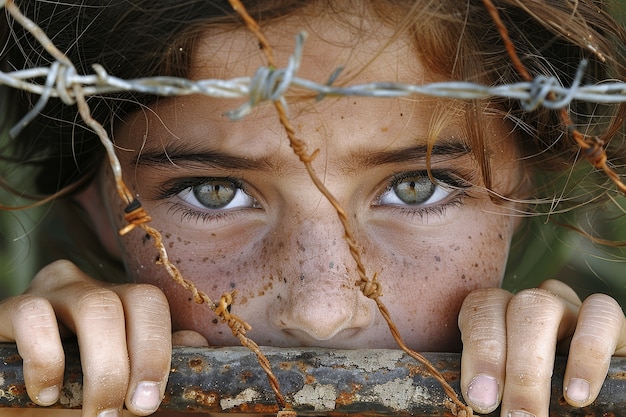 Free Photo photorealistic kid in refugee camp