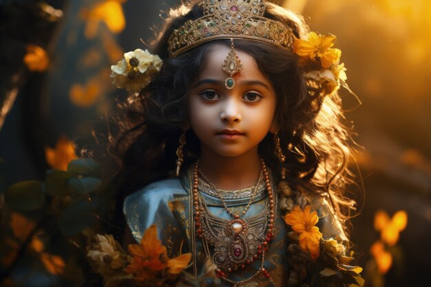 Photorealistic kid representing krishna