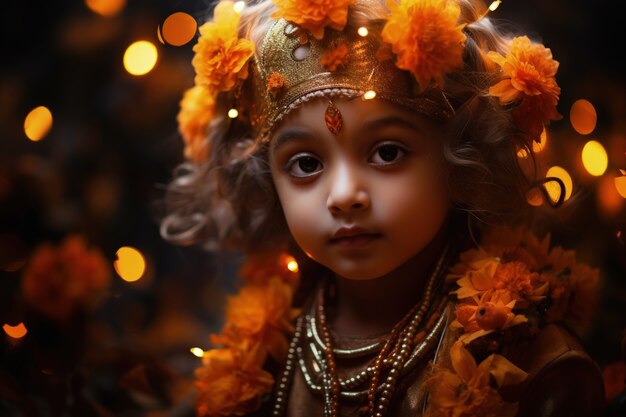 Photorealistic kid representing krishna