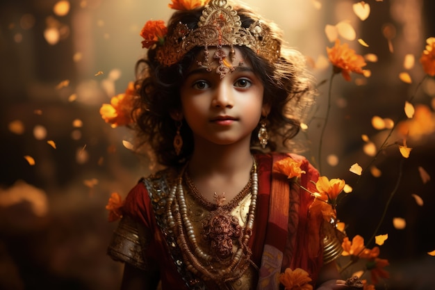 Free photo photorealistic kid representing krishna