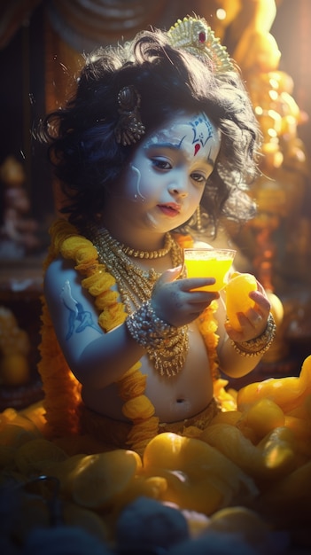 Free Photo photorealistic kid representing krishna