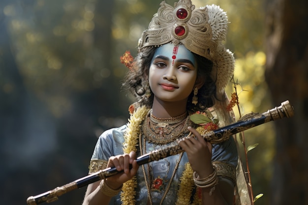 Photorealistic kid representing krishna