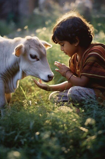 Photorealistic kid representing krishna