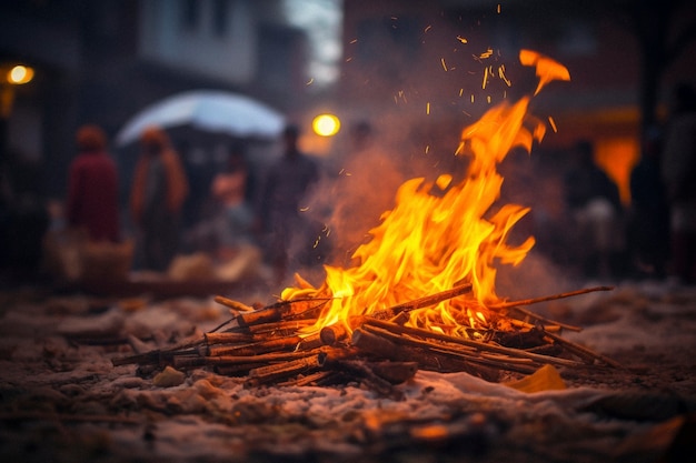 Photorealistic lohri festival celebration with campfire