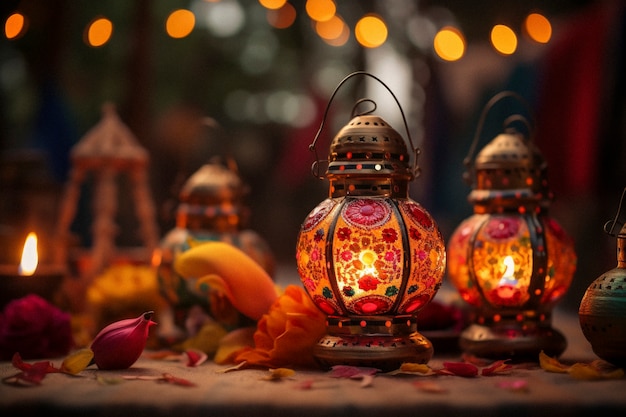 Photorealistic lohri festival celebration with lanterns