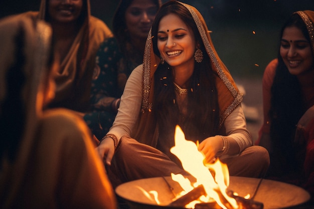 Free photo photorealistic lohri festival with woman celebrating