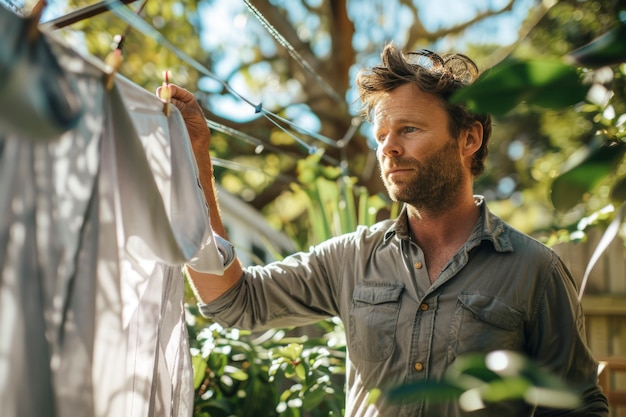 Free Photo photorealistic man doing house chores