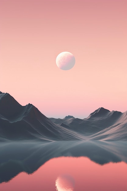 Photorealistic moon with abstract landscape