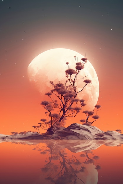 Free Photo photorealistic moon with abstract landscape