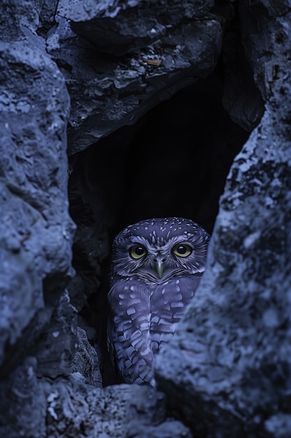 Free photo photorealistic owl during the night time