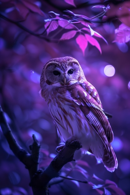 Free photo photorealistic owl during the night time