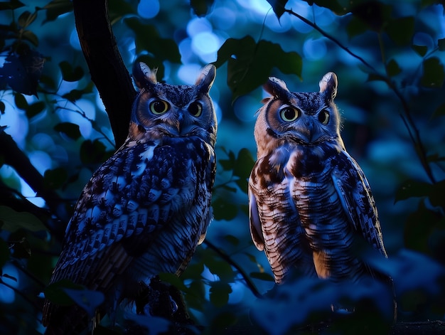 Free photo photorealistic owl during the night time