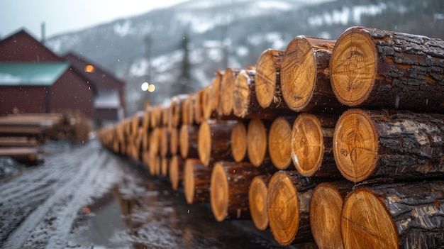 Free Photo photorealistic perspective of wood logs in the timber industry