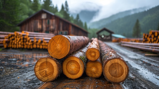 Free photo photorealistic perspective of wood logs in the timber industry