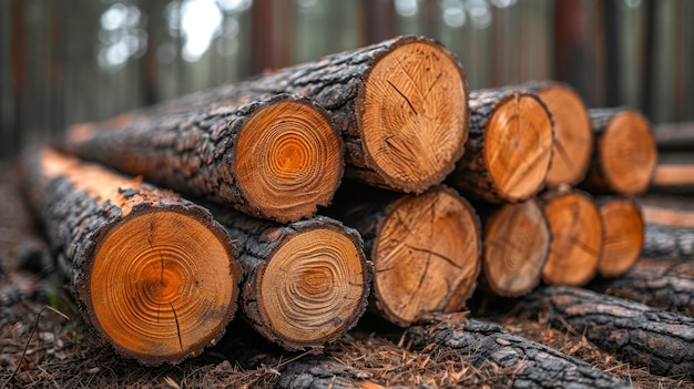 Photorealistic perspective of wood logs