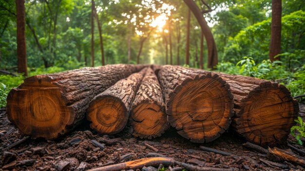 Photorealistic perspective of wood logs