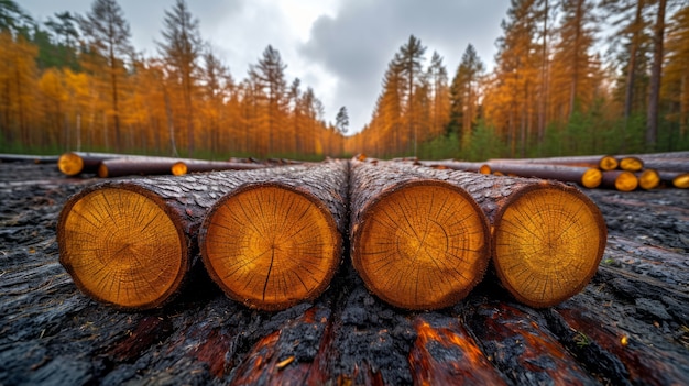 Photorealistic perspective of wood logs