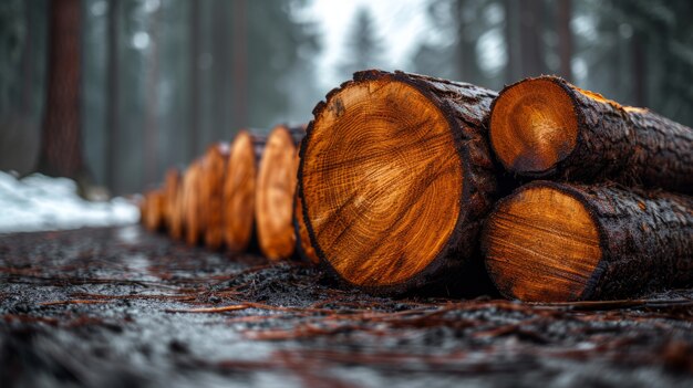 Photorealistic perspective of wood logs