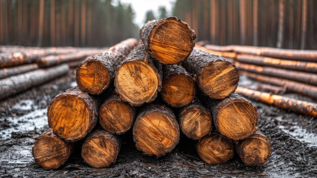 Photorealistic perspective of wood logs