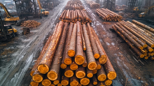 Photorealistic perspective of wood logs