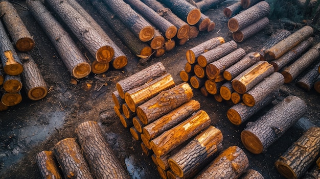 Photorealistic perspective of wood logs