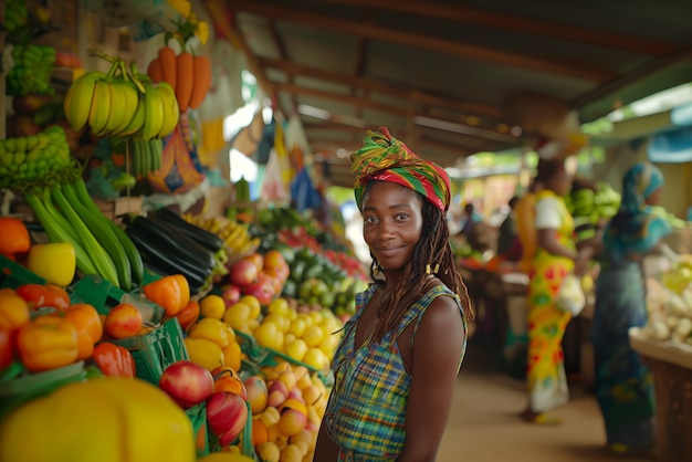 Free photo photorealistic portrait of african rastafarian woman with dreads