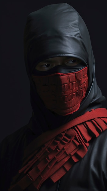 Free Photo photorealistic portrait of male ninja warrior