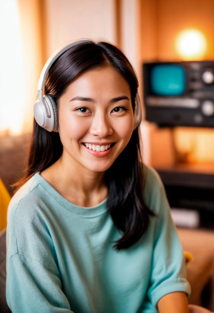 Free photo photorealistic portrait of person listening to the radio in celebration of world radio day