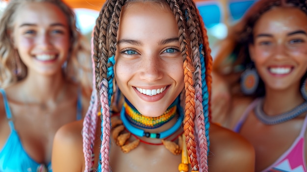 Free photo photorealistic portrait of young people with braids