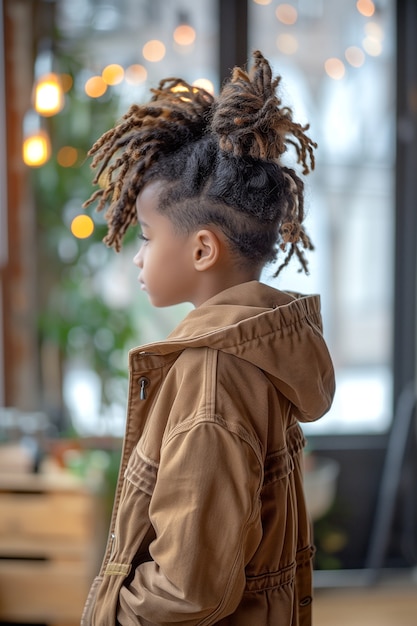 Free photo photorealistic portrait of young person with braids