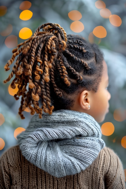 Free photo photorealistic portrait of young person with braids