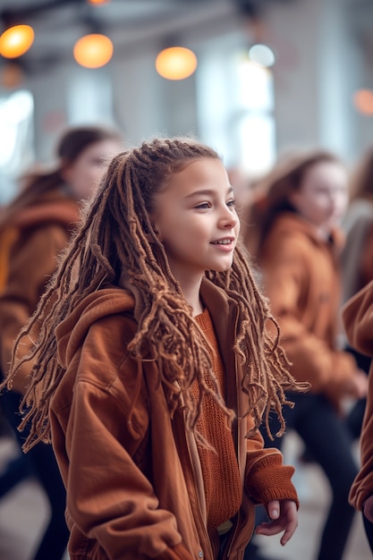 Free photo photorealistic portrait of young person with braids