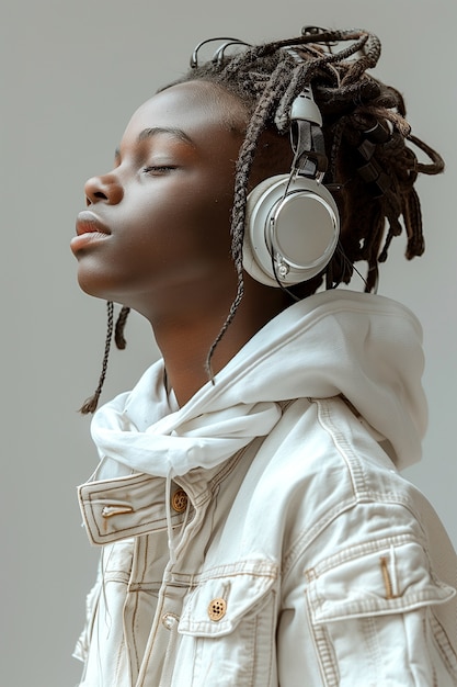 Free photo photorealistic portrait of young person with braids