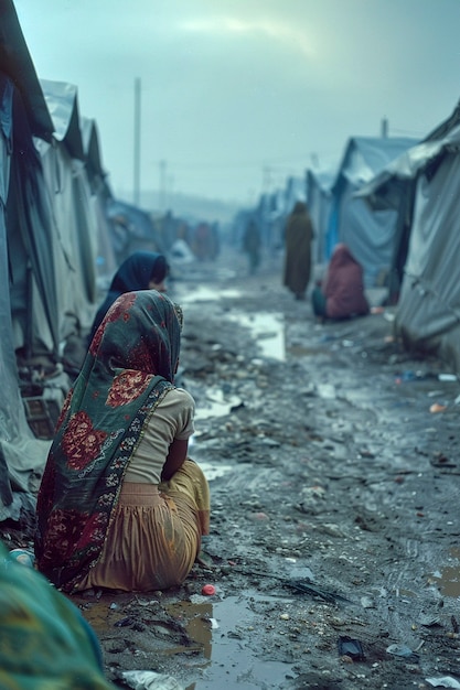 Free photo photorealistic refugee camp