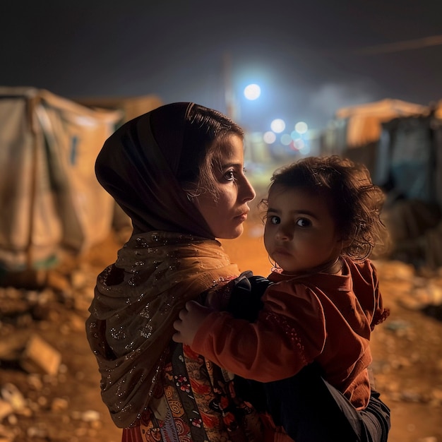 Free photo photorealistic refugee camp