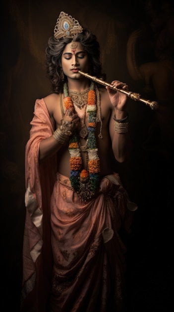 Free Photo photorealistic representation of krishna  deity