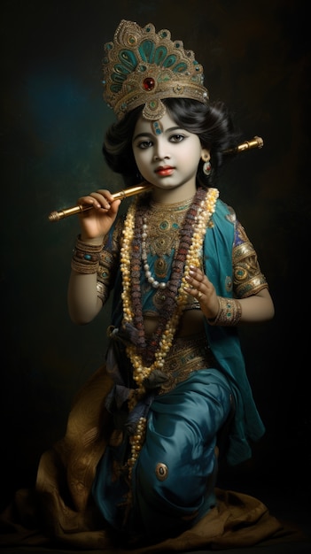 Free Photo photorealistic representation of krishna  deity