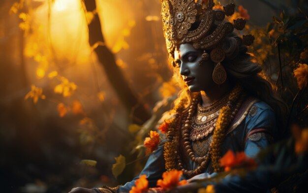 Photorealistic representation of krishna  deity